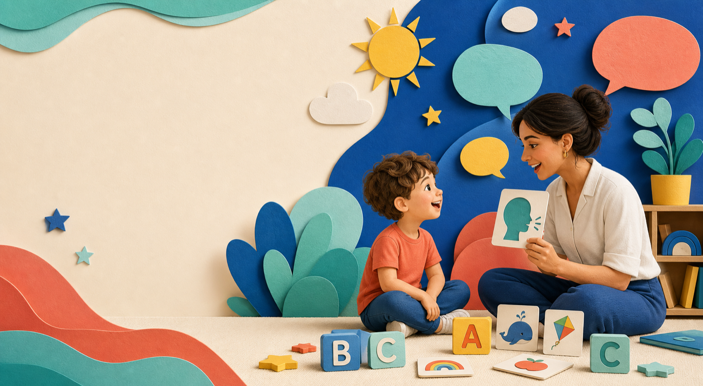 Child and therapist connecting through playful conversation